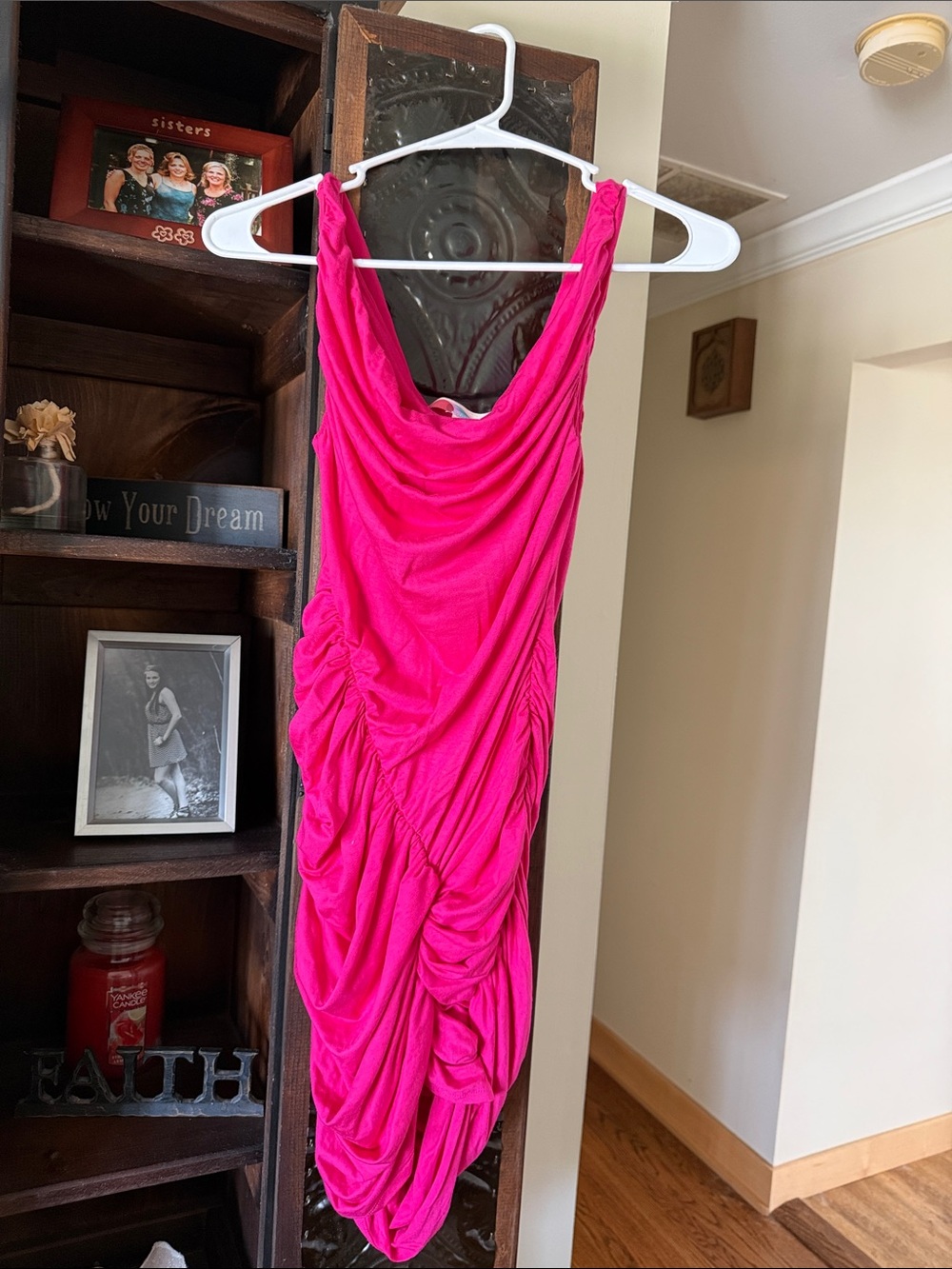 Sleeveless Ruched Mini Dress in Hot Pink